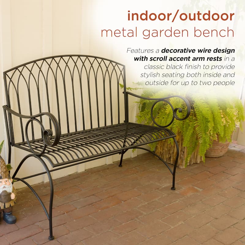 Alpine Corporation 44"L Indoor/Outdoor 2-Person Classic Metal Garden Bench