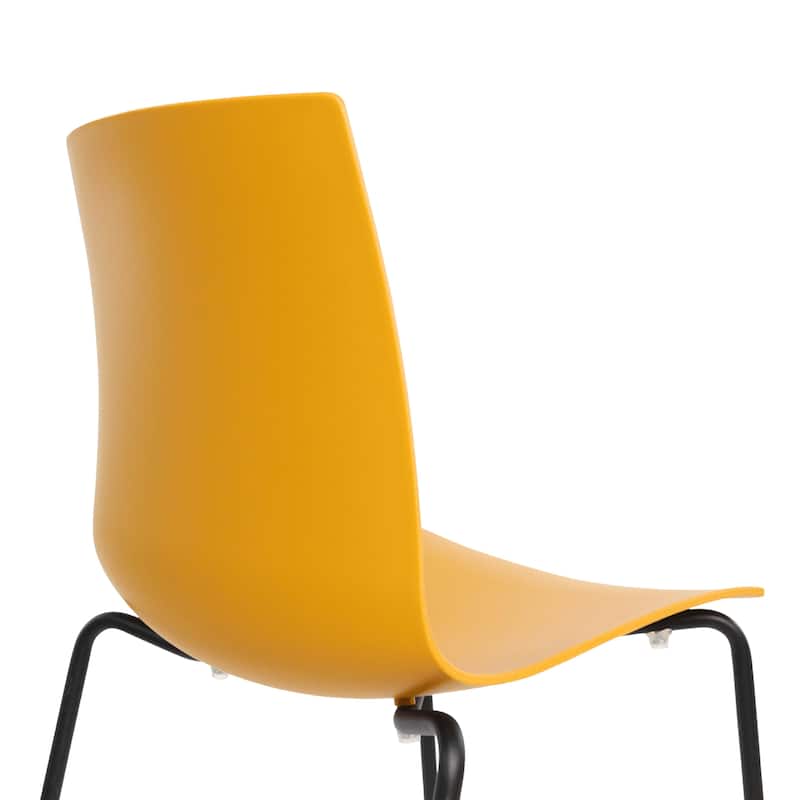 Furnish Theory Aero-S Pro Indoor/Outdoor Stackable Dining Side Chairs Polypropylene Shell & Powder-Coated Steel Legs (Set of 2)