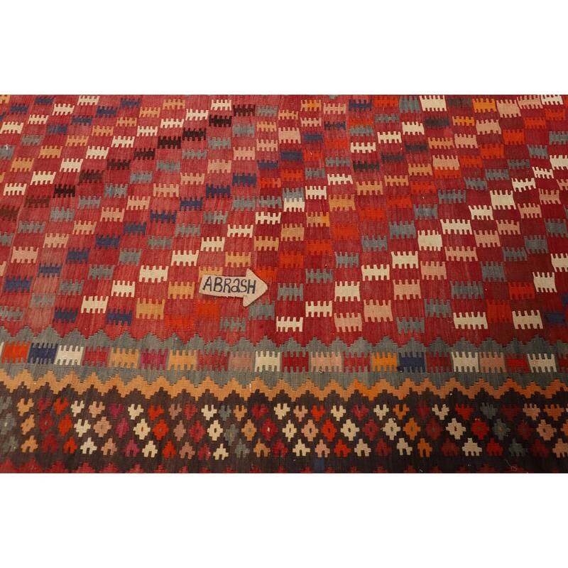Kilim Qashqai Persian Vintage Rug Hand-Woven Living Room Wool Carpet - 5'4"x 9'10"