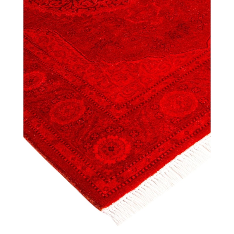 Overton Hand Knotted Wool Vintage Inspired Modern Contemporary Overdyed Red Area Rug - 2' 8" x 4' 2"