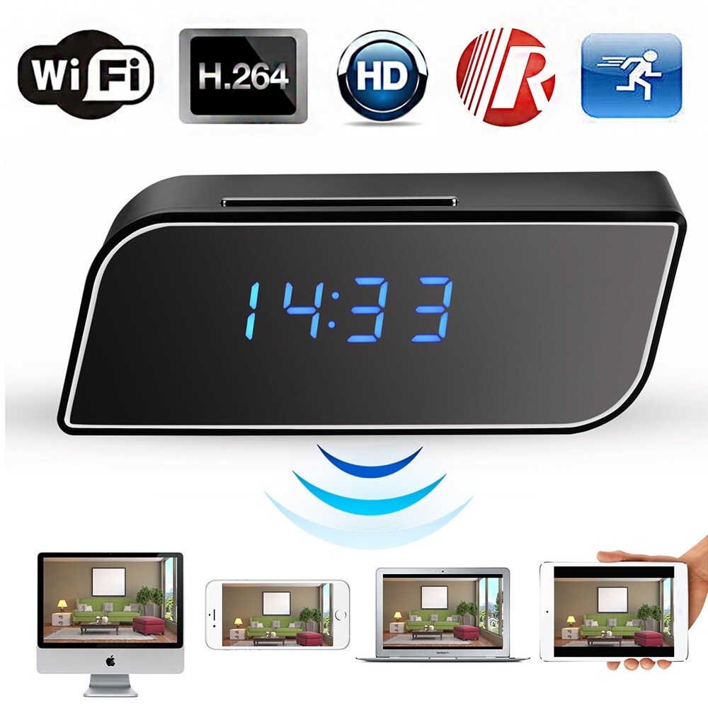 Camera Clock Wifi Cam Hidden 1080P Spy Hd Night Vision Alarm Wireless Recorder