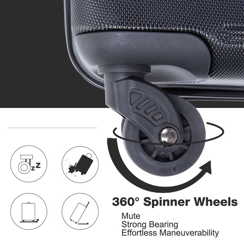 3 Piece PC Expandable Luggage Sets, Modern Lightweight Durable Suitcase with TSA Lock, Two Hooks and Spinner Wheels