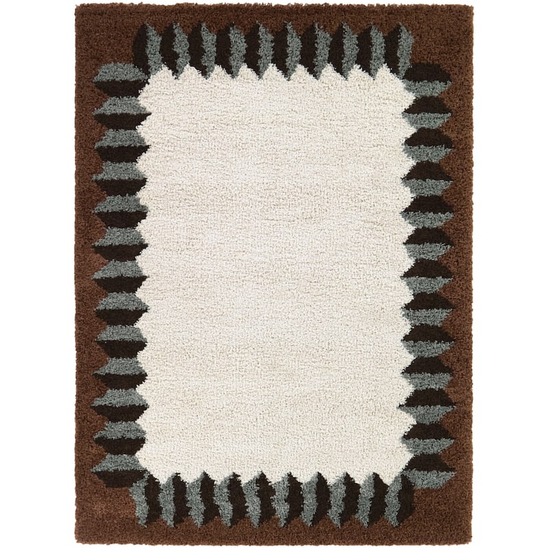 Hadrian Geometric Border Area Rug - 5'3" x 7' - Cream