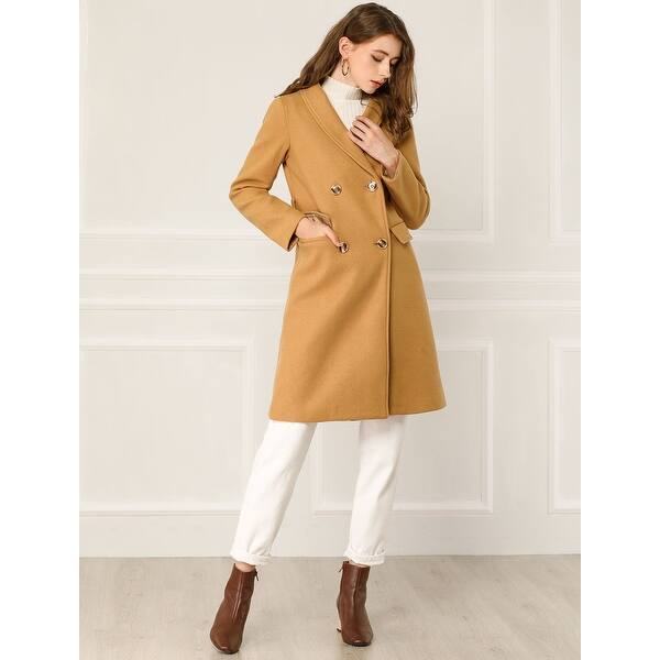 Shop Women S Double Breasted Shawl Collar Chevron Belted Long