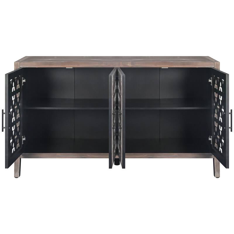 Hollow Four Door Antique Cabinet, American Country Style,TV Cabinet