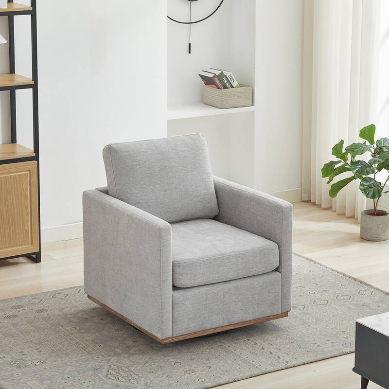 Square Upholstered Swivel Accent Chair - Light Grey