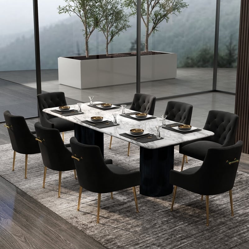 Modern Glam Velvet Dining Chair Set of 8 for Dining Room, Tufted Vanity Chair for Living Room (no table)