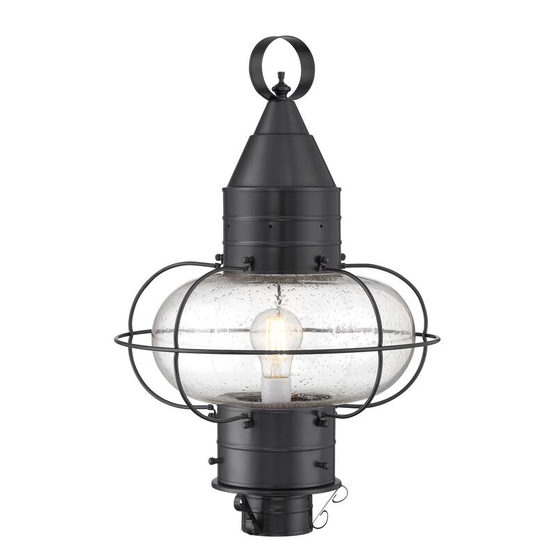 Elk Home Classic Onion Outdoor Post Light - Gun Metal with Seeded Glass
