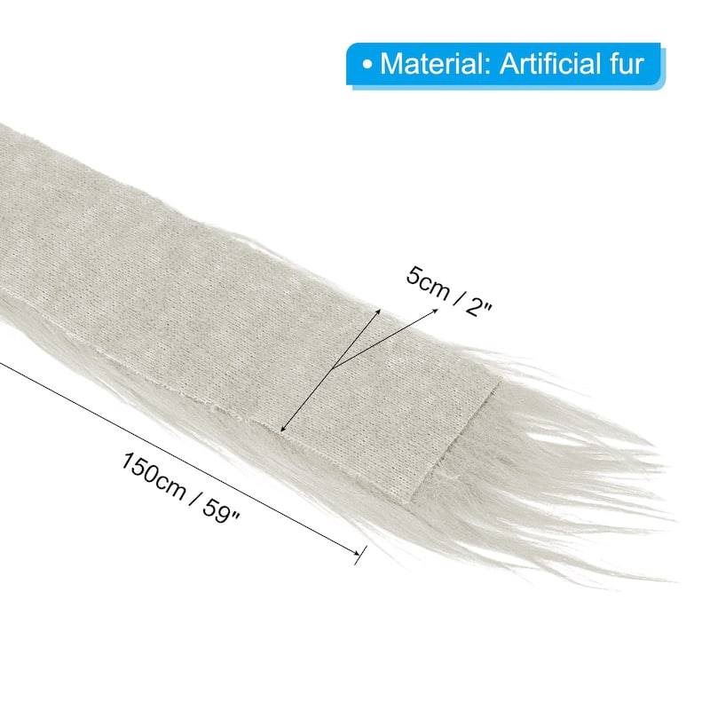 59" x 2" Plush Faux Fur Fabric Precut Strips - Grey - 2Pcs
