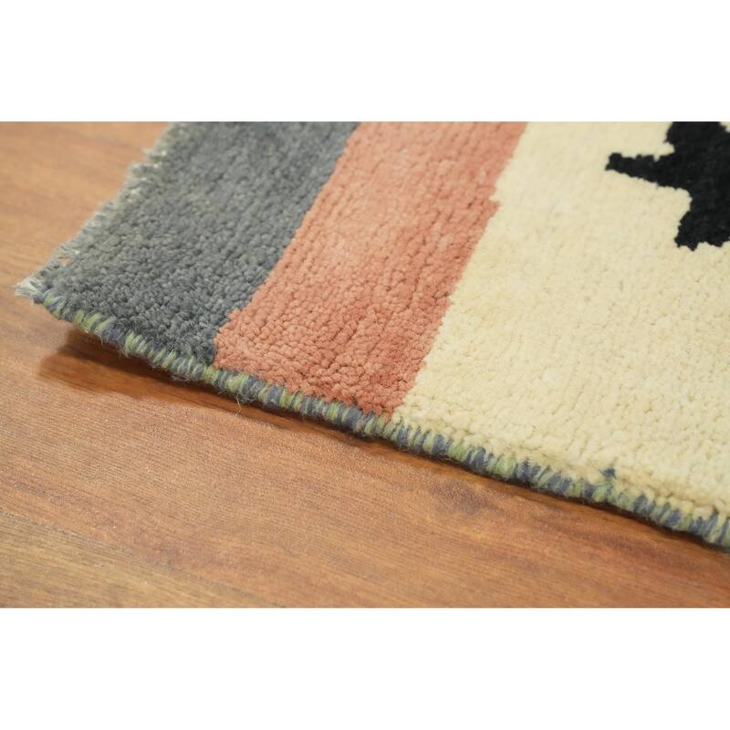 Vegetable Dye Gabbeh Turkish Area Rug Tribal Wool Carpet - 8' 10'' X 6' 0''