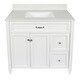 preview thumbnail 89 of 109, Vail 37" Bathroom Vanity with Cultured Marble Top Sink w/ Backsplash in White with White Basin
