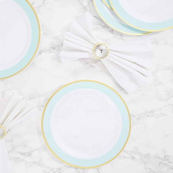 mint green plastic plates