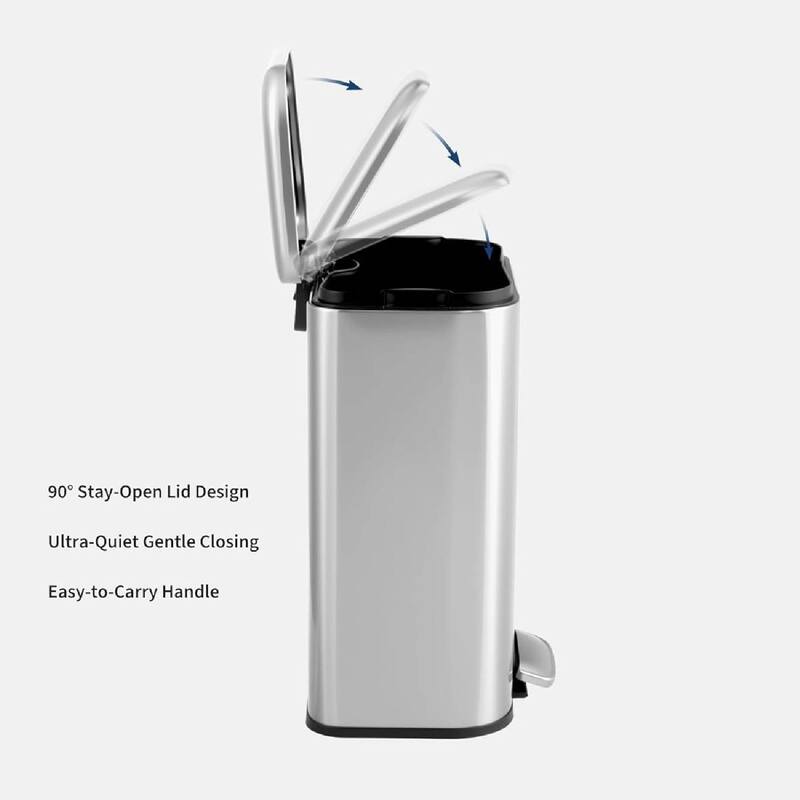 5.2 Gal Fingerprint-Proof Step Rubbish Bin, Trash Can for Bathroom, Kitchen