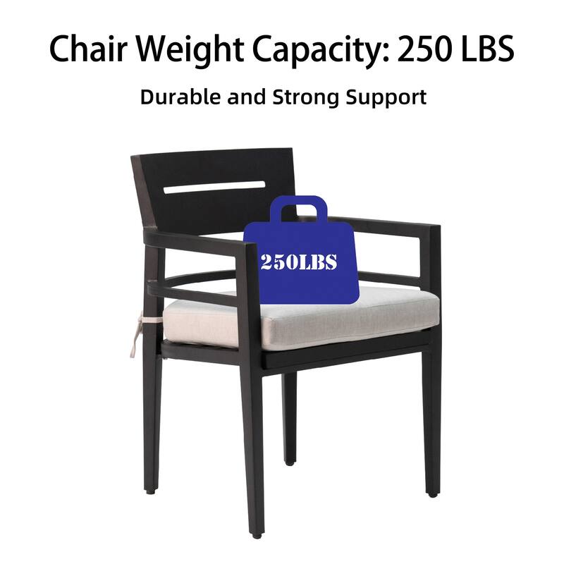 5 Piece Outdoor Aluminum Patio Dining Set, 40" Square Dining Table with Umbrella Hole, 4 Dining Chairs with Removable Cushions