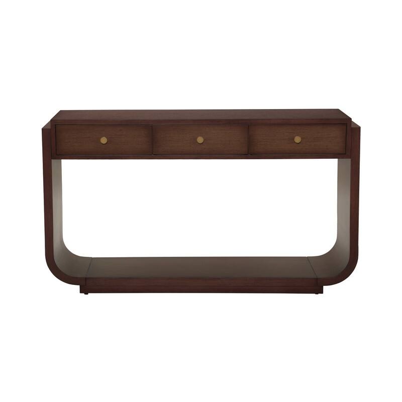 Mid-Century Modern Console Table with 3 Storage Drawers and Display Shelf for Entryway or Living Room Use