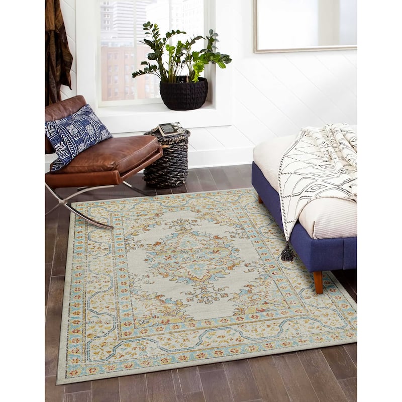 ECARPETGALLERY Machine Woven Esme Ivory Area Rug