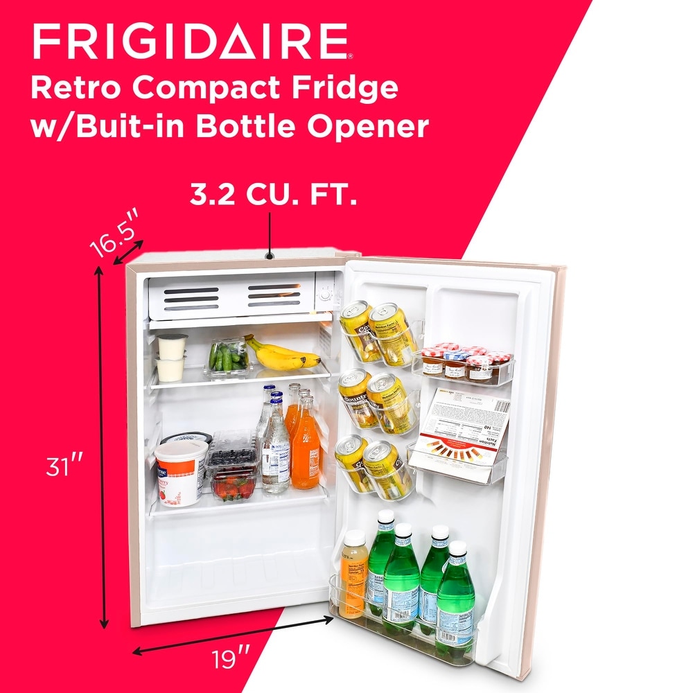 flyout slide 2 of 6, EFR376-CORAL Retro Bar Fridge Refrigerator with Side Bottle Opener, 3.2 cu. Ft, Coral - 3.2 Cu. Ft.