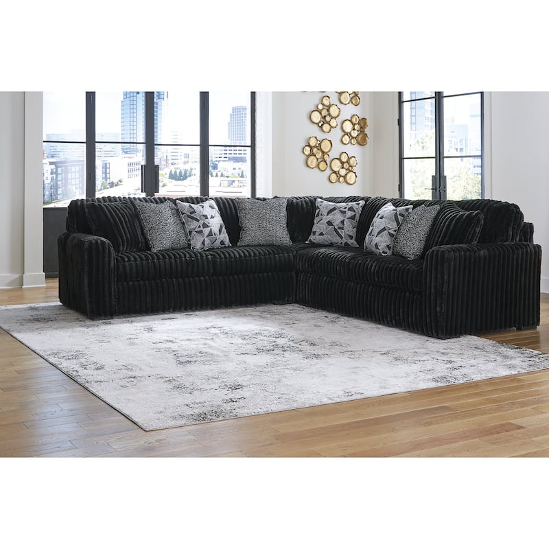 Signature Design by Ashley Midnight-madness 3-Piece Sectional - 121" W x 121" D x 40" H - Black