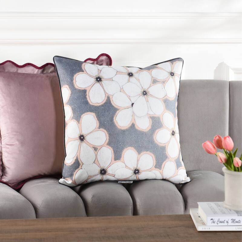 StyleCraft Norman Wyatt Home - Floral Pillow - Gray
