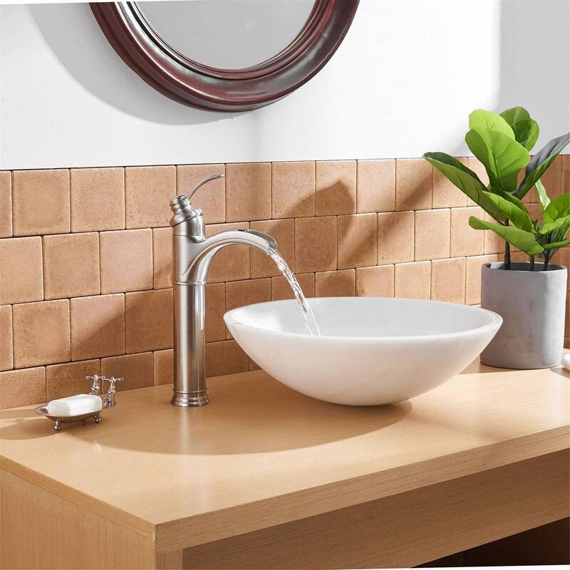 Waterfall Bathroom Vessel Faucet With Drain Assembly Single Handle Bathroom Vessel Sink Faucets One Hole Modern High Basin Taps