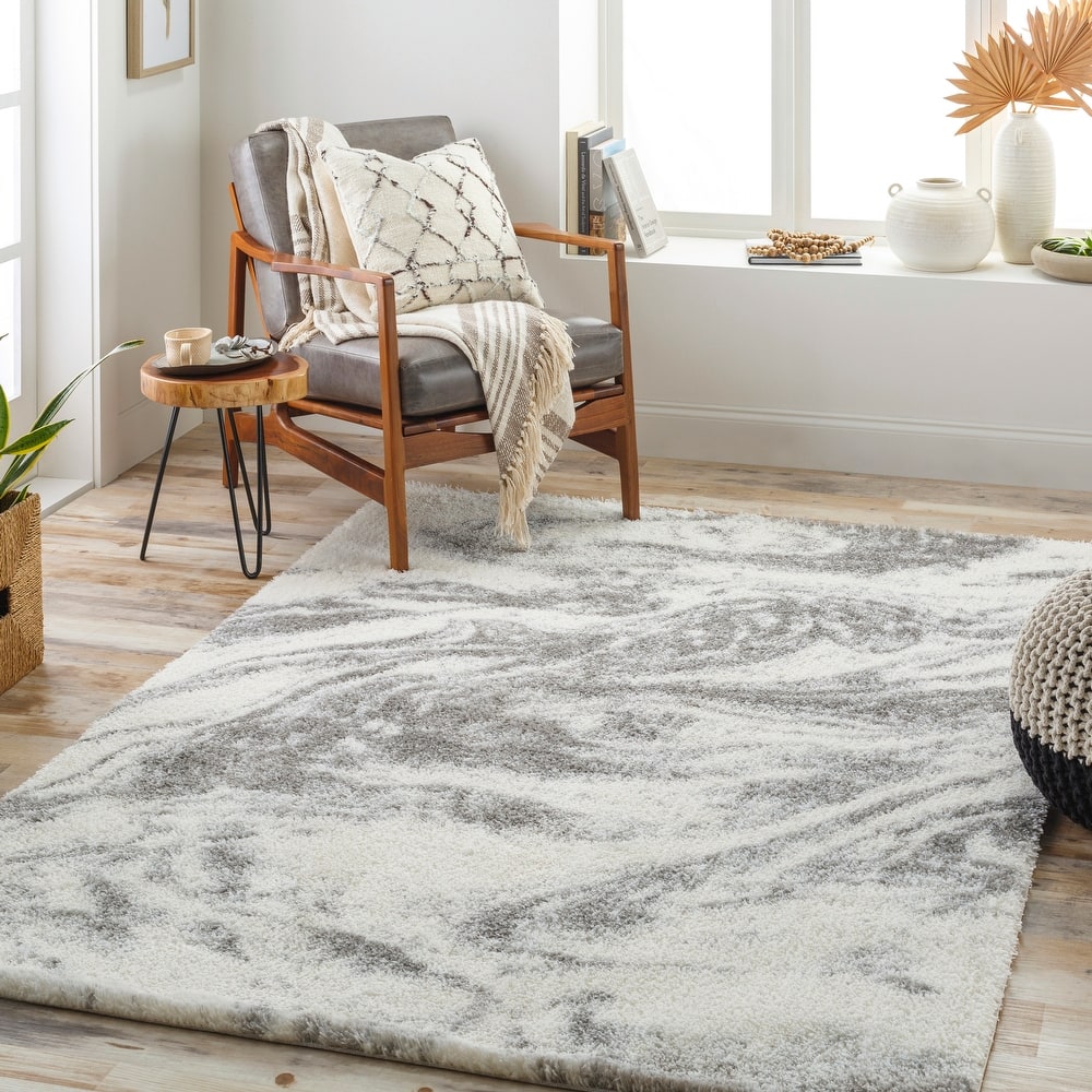 Livabliss Cloudy Abstract Swirl Plush Area Rug
