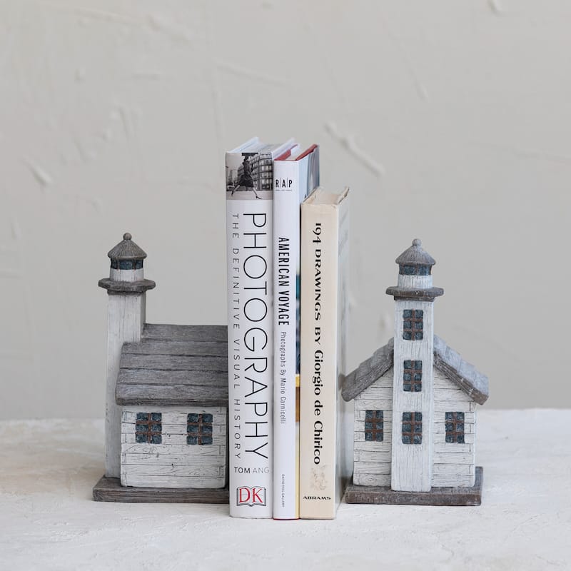 Lighthouse Bookends - 4.5"L x 4.5"W x 8.5"H