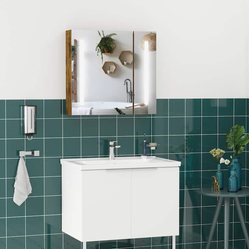 LED Lighted Bathroom Medicine Cabinet with Mirror, USB Charging, Adjustable Shelves, and 3-Tier Storage - Wall Mounted