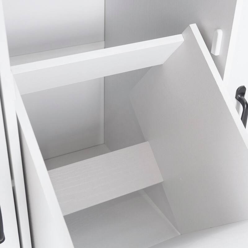 Kitchen Island with Trash Can Storage and Adjustable Shelf