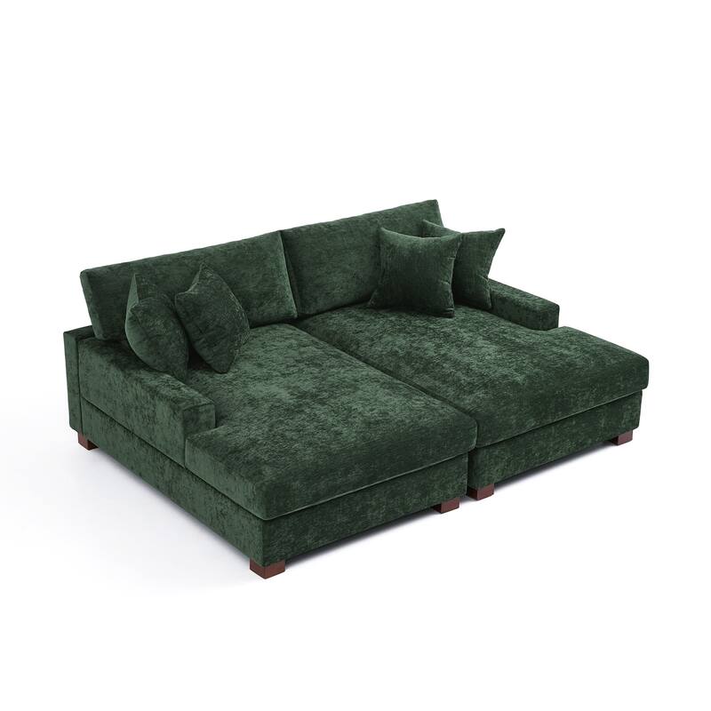 Modern Upholstered Chenille Modular Sectional Sofa with 2 Chaise