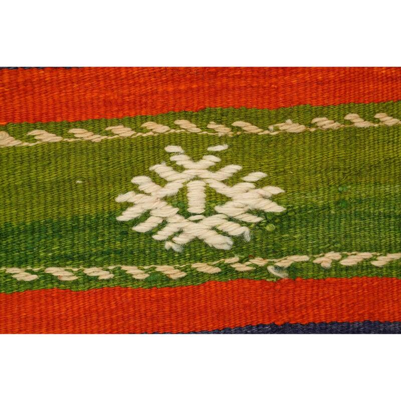 Hand Woven Oriental 100% Wool Carpet Southwestern Tribal Multi-Colored Kilim Area Rug - 10' 11'' X 5' 11''