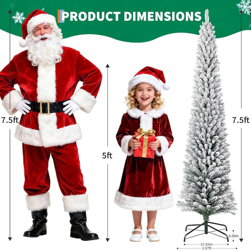 Snow Flocked Christmas Tree with Sturdy Metal Stand for Home, Office, Party Decoration