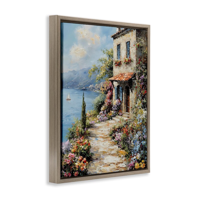 Stupell Seaside Cottage Architecture Framed Floater Canvas Wall Art Design By Franklyn Gregory