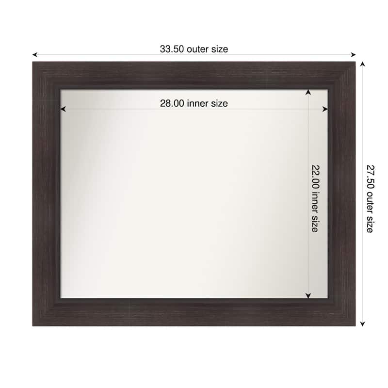 Sloped Non-Beveled Framed Bathroom Vanity Wall Mirror - 34 x 28 in - Sloped Espresso