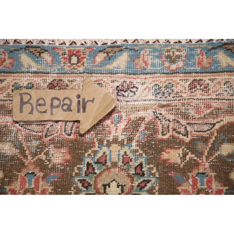 Hand Knotted Oriental 100% Wool Carpet Traditional Floral Pink Kashan Area Rug - 12' 11'' X 9' 7''