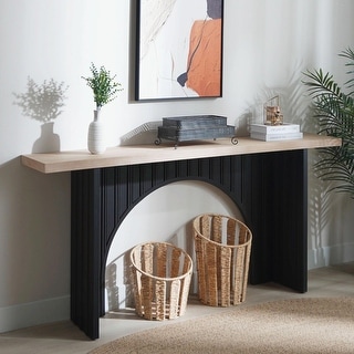 Elegant Black Arch Console Table - Natural Wood Top, Slim & Versatile ...