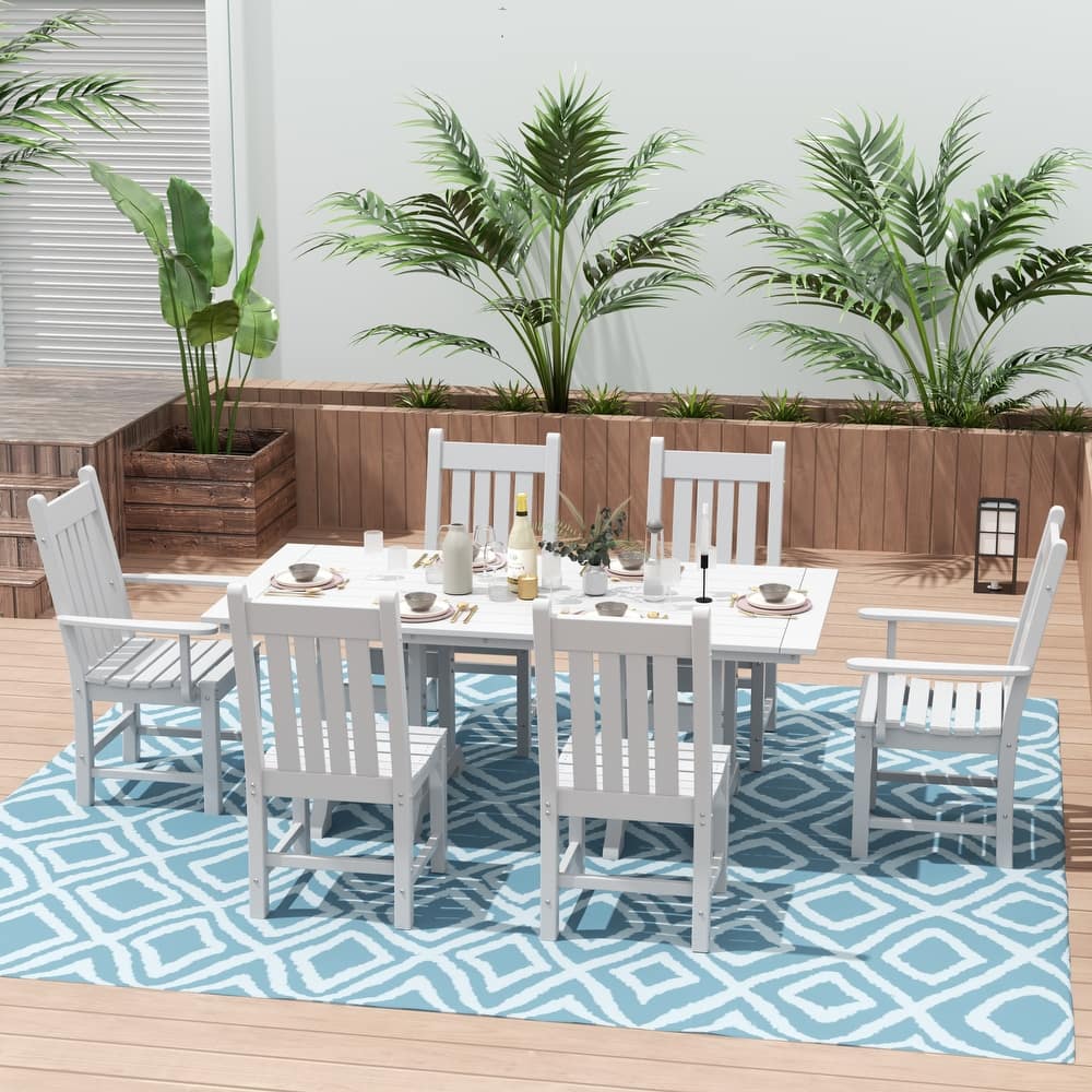 Laguna Hdpe All Weather Outdoor Patio Dining Set with Rectangle Table, Side Chairs (7-Piece Set)