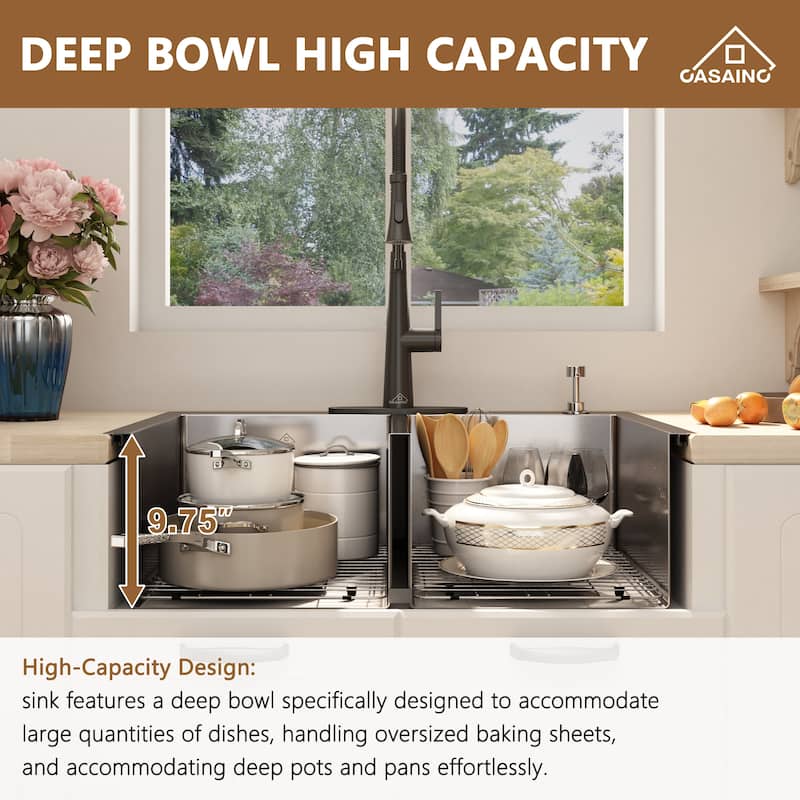 Handmade Drop-In 2-Hole 50/50 Double Bowl 18 Gauge Stainless Steel Kitchen Sink with Bottom Grids and Basket Strainers