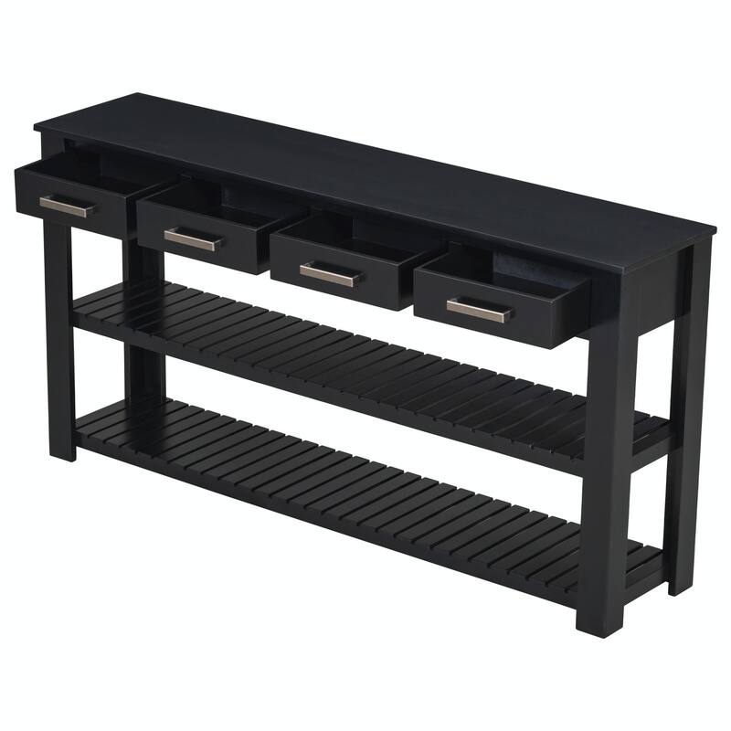 Stylish Entryway Console Table with 4 Drawers and 2 Shelves