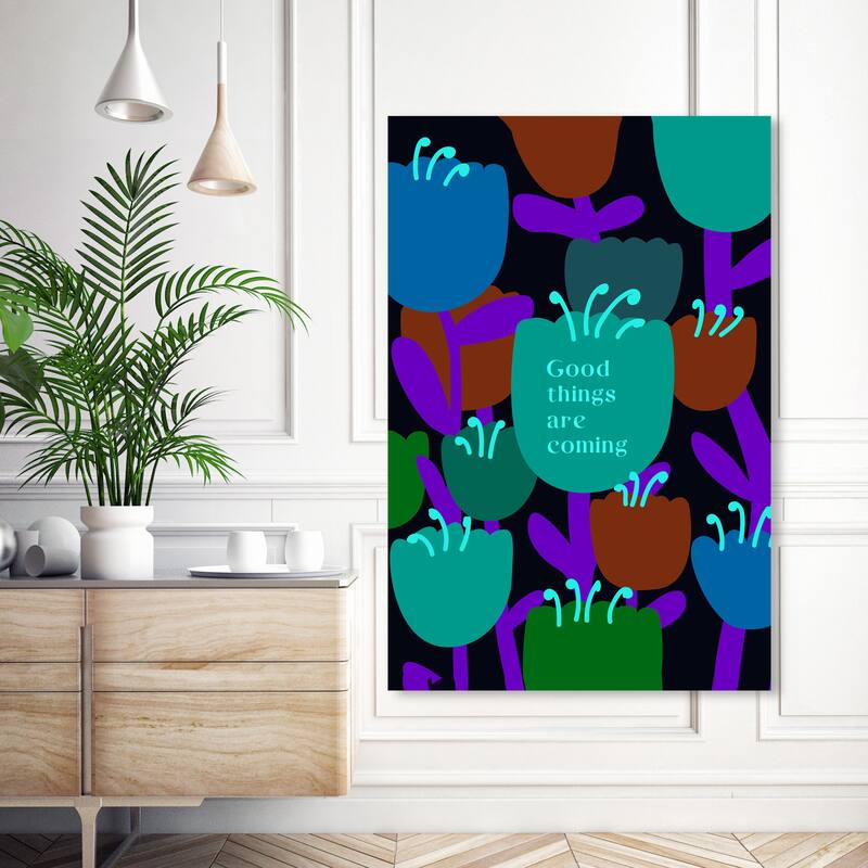 Wynwood Studio Canvas Floral and Botanical On it way Pink and Light Red Modern & Contemporary Wall Art Canvas Print - 54 x 36