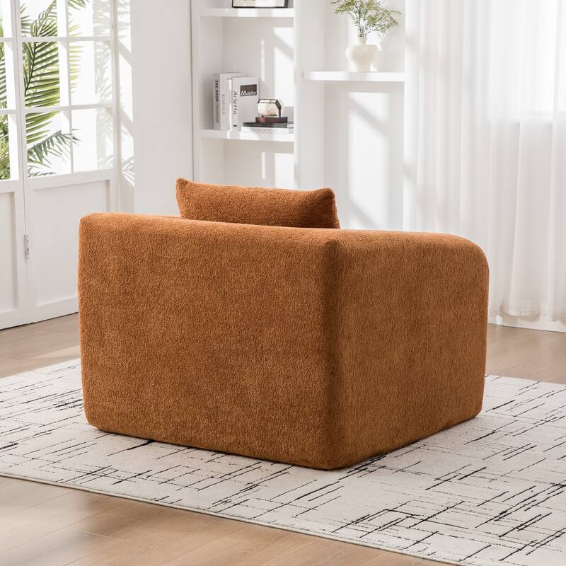40" Convertible Chenille Floor Sofa Bed, Foldable Boneless Mattress Cloud Single Couch Lounge Chair with Armrest & Pillow