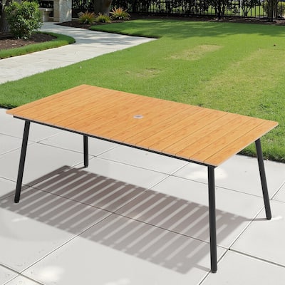 Crestlive Products Outdoor Rectangle Aluminum Dining Table with Umbrella Hole