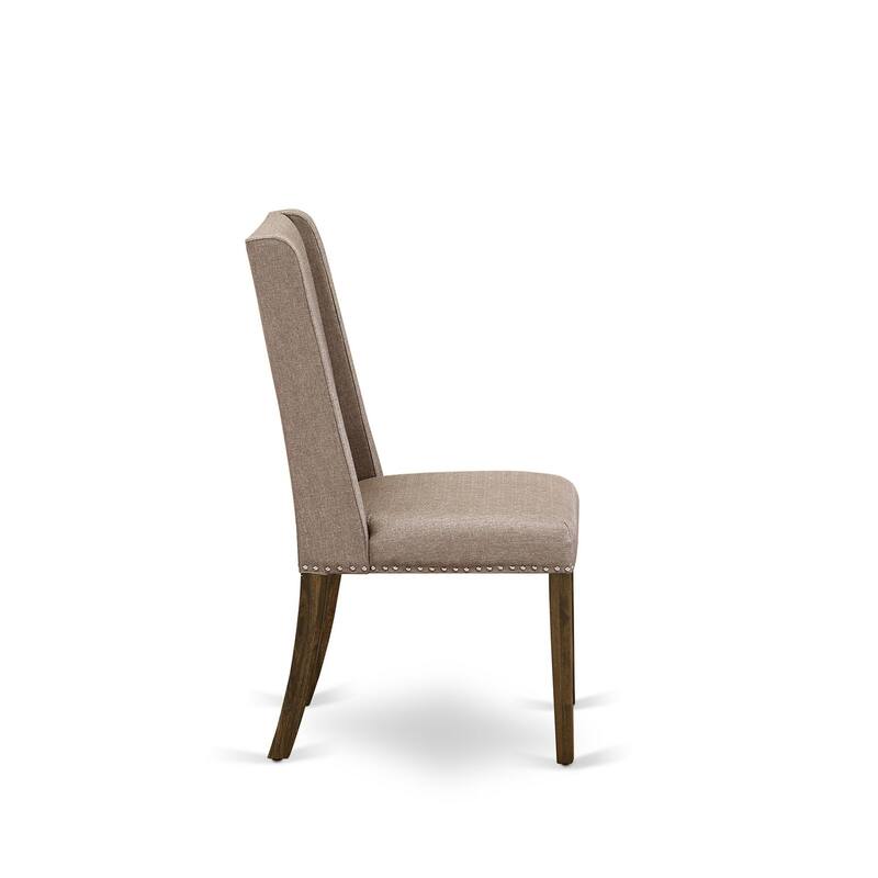 East West Furniture 11 Piece Dinette Set- a Dining Table with Removable Leaf and 10 Linen Fabric Dining Chairs(Finish Options)