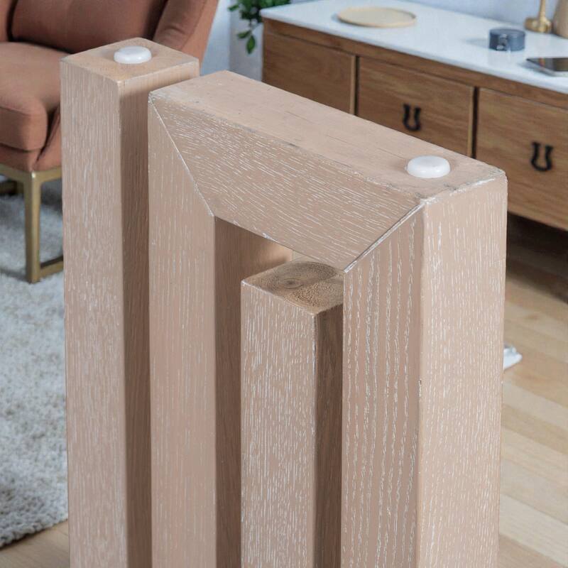 Oak Veneer Console Table with Unique Side Design, Modern Entryway Table for Hallway Living Room