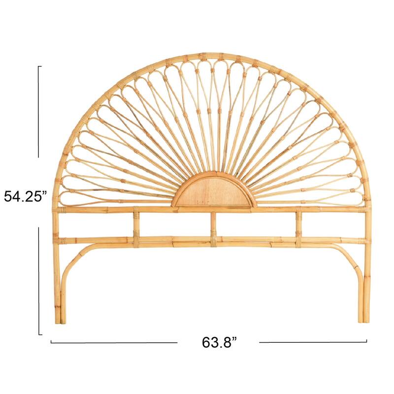 Rattan Headboard with Sunrise Design