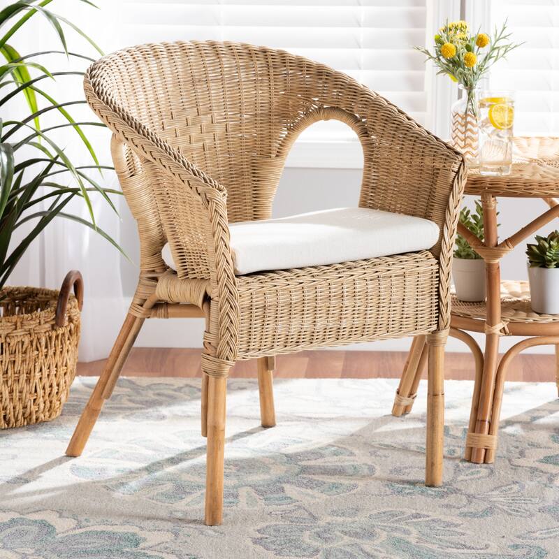 Abbey Modern Bohemian Natural Brown Antique Rattan Dining Chair