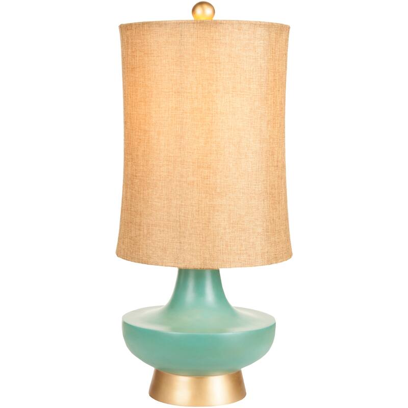 Livabliss Turquoise over Bronze Natural Shade Lamp