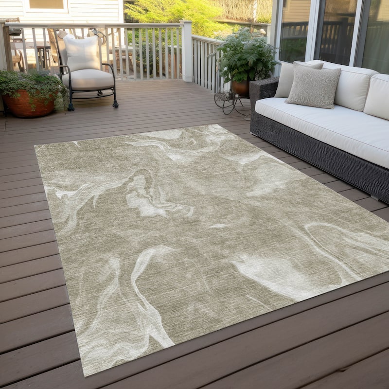 Machine Washable Indoor/ Outdoor Chantille Abstract Motion Rug
