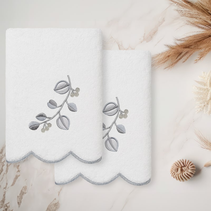 Authentic Hotel and Spa 100% Turkish Cotton WILD BRANCH Scallop Embellished Towel Collection