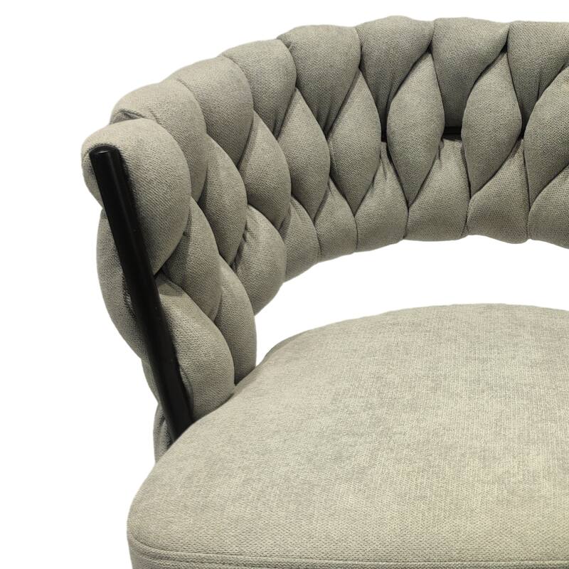 360 Swivel Linen Woven Bar Stool 2pcs Bar Stools with Back Footrest
