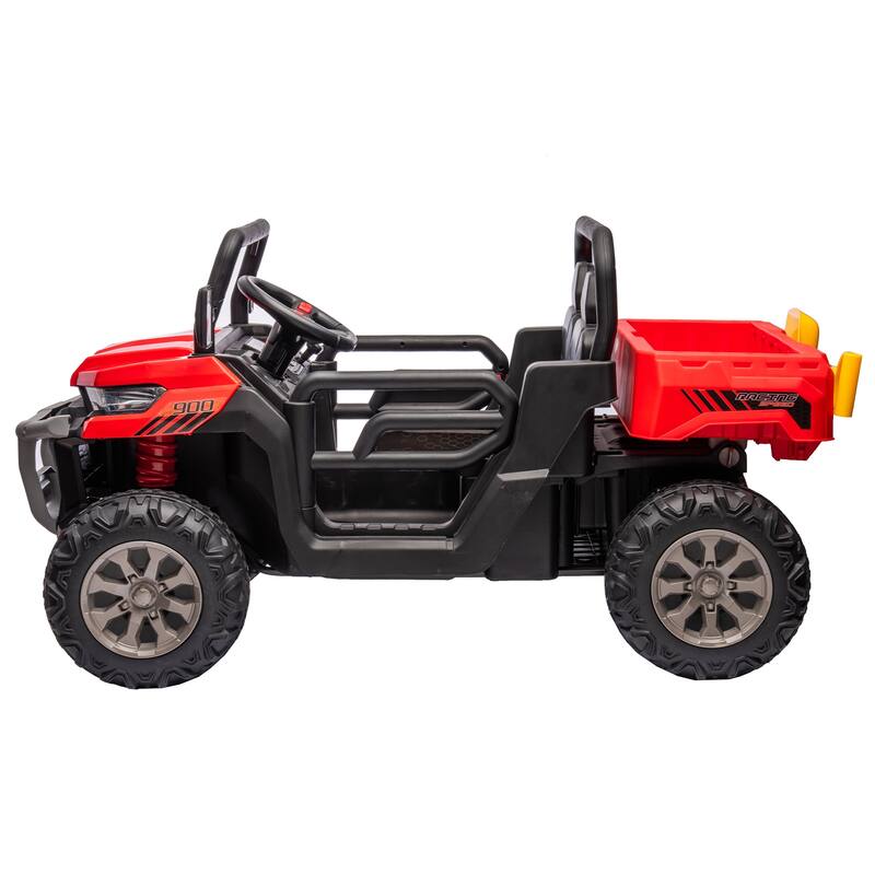 Christmas Gift 24V Kids Ride-On Truck with Remote Control, LED Lights, and Spacious Storage Bed